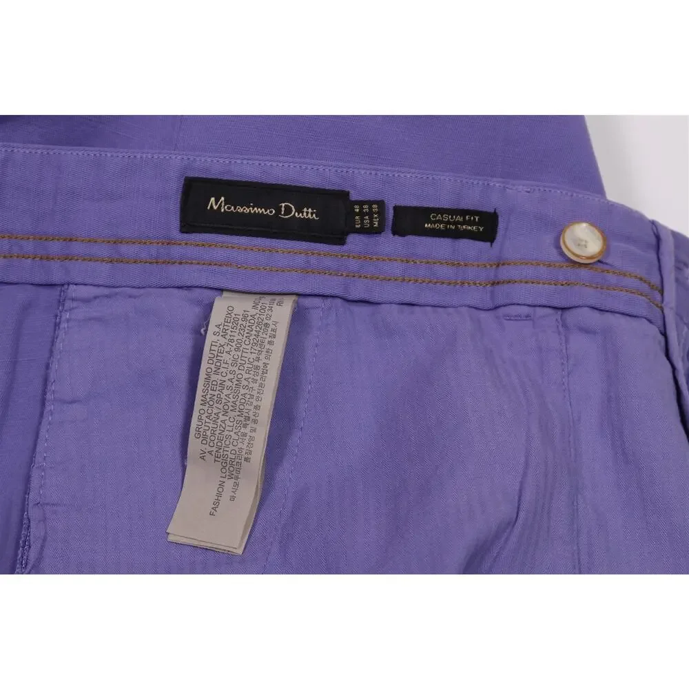 Massimo Dutti Light Purple Cotton Linen Casual Fit Chino Pants 38x34 NWT